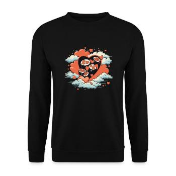 Sushi Herz Food Essen Asia China Japan Korea Magen - Unisex Pullover - Schwarz - Vorne - Alina (178cm) & Michal (187cm)
