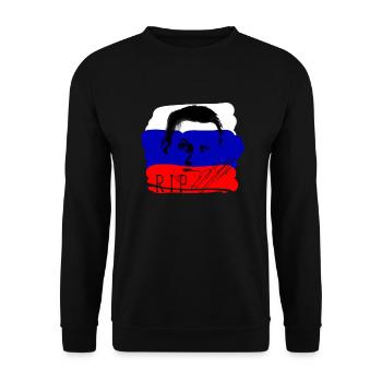 Nawalny,hero, Russland, rip, Flagge - Unisex Pullover - Schwarz - Vorne - Alina (178cm) & Michal (187cm)