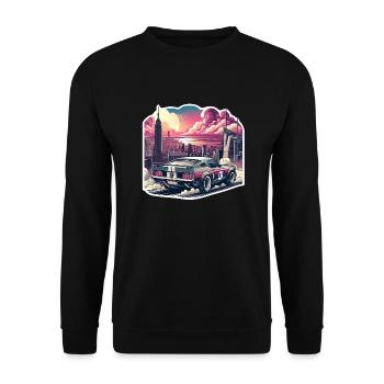 Vintage American and Sports Car - Unisex Sweatshirt - black - Front - Alina (178cm) & Michal (187cm)