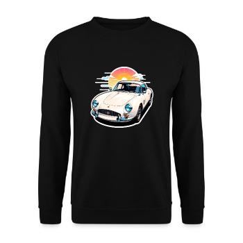 Oldtimer Sonnenuntergang - Unisex Pullover - Schwarz - Vorne - Alina (178cm) & Michal (187cm)