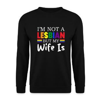 Je ne suis pas lesbienne mais ma femme est drôle Mariage LGBT - Sweat-shirt Unisexe - noir - Devant - Alina (178cm) & Michal (187cm)