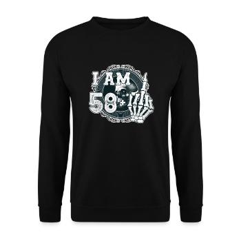 I'm 58 plus 1 middle finger Skull funny 59th - Unisex Sweatshirt - black - Front - Alina (178cm) & Michal (187cm)