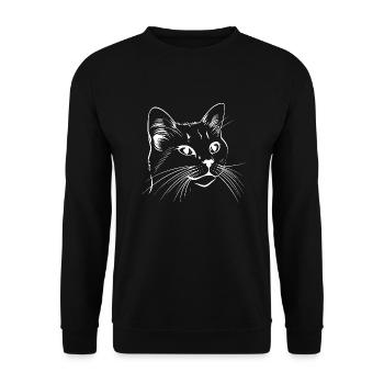 Cat, Cat Motif, Cat Face - Unisex Sweatshirt - black - Front - Alina (178cm) & Michal (187cm)