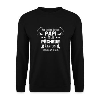 PAPI FISHERMAN - Unisex Sweatshirt - black - Front - Alina (178cm) & Michal (187cm)