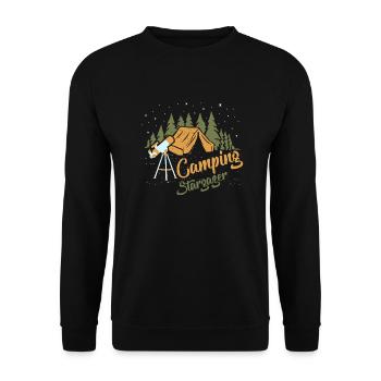 Camping Stargazer Stars Planets Astronomy - Unisex Pullover - Schwarz - Vorne - Alina (178cm) & Michal (187cm)
