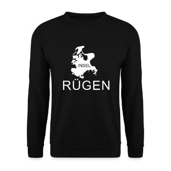 Insel Rügen Umriss weiß - Unisex Pullover - Schwarz - Vorne - Alina (178cm) & Michal (187cm)