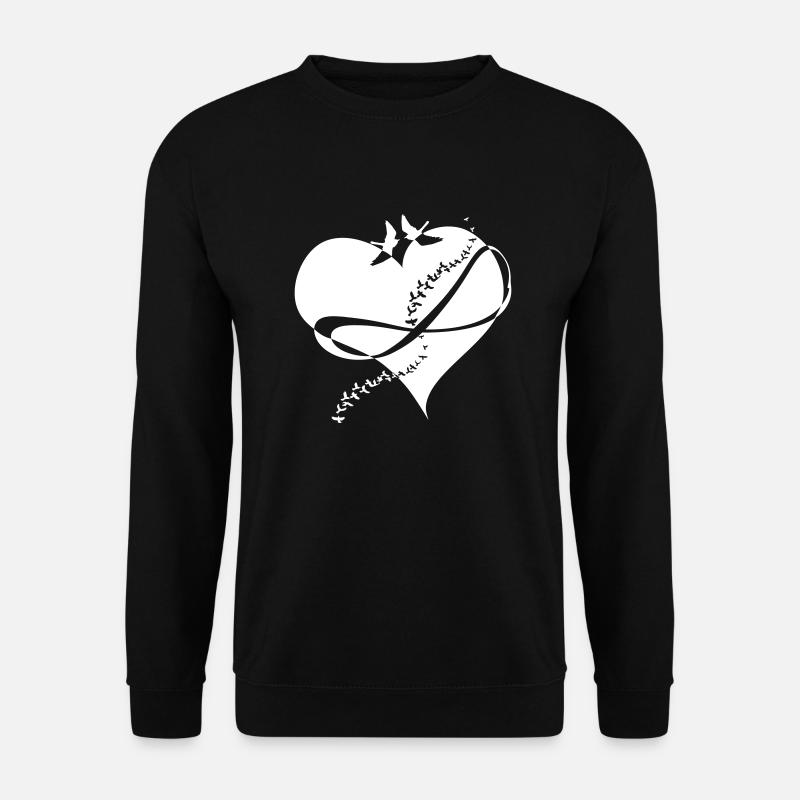 unendliche Liebe Herz Schwalben Unendlichkeit - Unisex Pullover - Schwarz