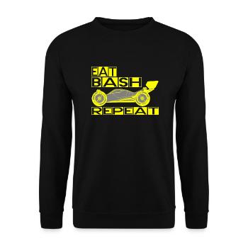 eat sleep bash repeat - Unisex Pullover - Schwarz - Vorne - Alina (178cm) & Michal (187cm)