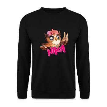 NIKA - Beau nom de fille avec hibou mignon - Sweat-shirt Unisexe - noir - Devant - Alina (178cm) & Michal (187cm)
