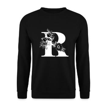 Lettre r floral noir et blanc - Sweat-shirt Unisexe - noir - Devant - Alina (178cm) & Michal (187cm)