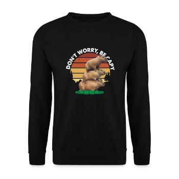 Ne vous inquiétez pas, soyez capy - Vintage Retro Three - Sweat-shirt Unisexe - noir - Devant - Alina (178cm) & Michal (187cm)