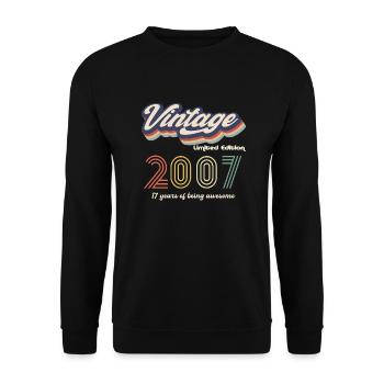 Vintage 2007 Vintage Retro Geburtstagsgeschenk - Unisex Pullover - Schwarz - Vorne - Alina (178cm) & Michal (187cm)