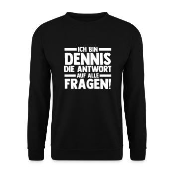 Vorname Dennis - Unisex Pullover - Schwarz - Vorne - Alina (178cm) & Michal (187cm)