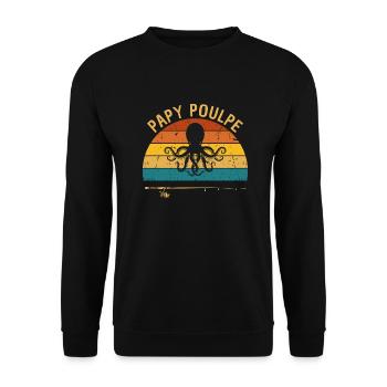 Papy poulpe Canne à pêche - Sweat-shirt Unisexe - noir - Devant - Alina (178cm) & Michal (187cm)