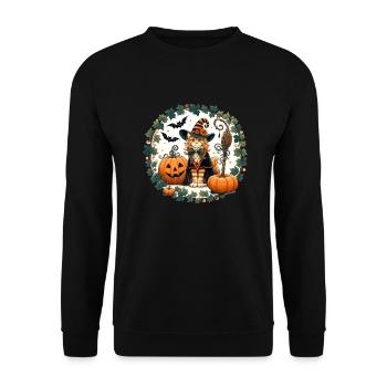 Halloween Ginger Cat - Unisex Sweatshirt - black - Front - Alina (178cm) & Michal (187cm)