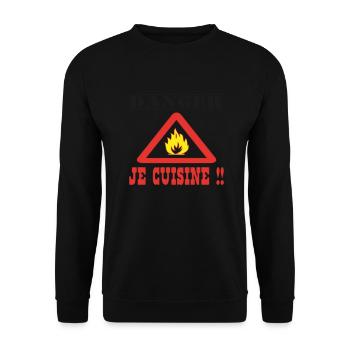 Danger je cuisine !!! - Sweat-shirt Unisexe - noir - Devant - Alina (178cm) & Michal (187cm)