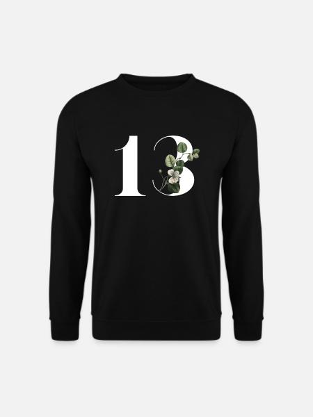 Nummer 13 Blumengrün -13. Geburtstag Blumen - Unisex Pullover - Schwarz