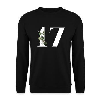 Number 17 Floral Green -17th Floral Birthday - Unisex Sweatshirt - black - Front - Alina (178cm) & Michal (187cm)