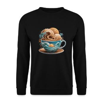 Tropical Beach Waves Kaffeetasse für eine - Unisex Pullover - Schwarz - Vorne - Alina (178cm) & Michal (187cm)