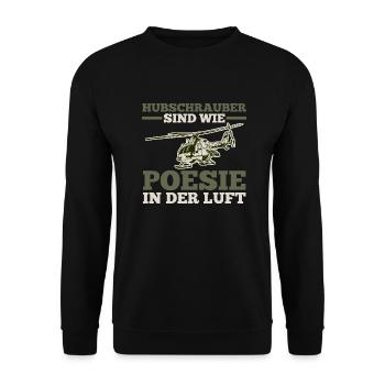 Pilot Helikopter Hubschrauber - Unisex Pullover - Schwarz - Vorne - Alina (178cm) & Michal (187cm)