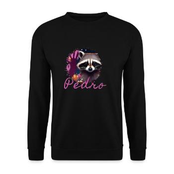 raccoon,graffiti,grey, watercolor,flowers,pedro - Unisex Sweatshirt - black - Front - Alina (178cm) & Michal (187cm)
