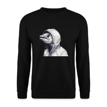 Piranha-Head Fisherman Hybrid - Unisex Pullover - Schwarz - Vorne - Alina (178cm) & Michal (187cm)