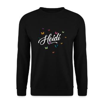 HEIDI - Nom de fille avec des papillons colorés - Sweat-shirt Unisexe - noir - Devant - Alina (178cm) & Michal (187cm)