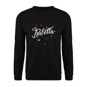 ISABELLA - Girl's name with colorful butterflies - Unisex Sweatshirt - black - Front - Alina (178cm) & Michal (187cm)