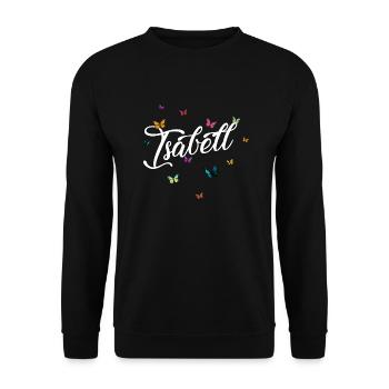ISABELL - Girl's name with colorful butterflies - Unisex Sweatshirt - black - Front - Alina (178cm) & Michal (187cm)
