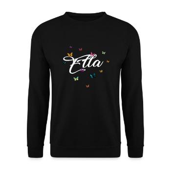 ELLA - Nom de fille avec des papillons colorés - Sweat-shirt Unisexe - noir - Devant - Alina (178cm) & Michal (187cm)