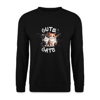 Cute Cats - Unisex Pullover - Schwarz - Vorne - Alina (178cm) & Michal (187cm)