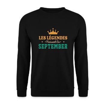 The Legends are born in September - Unisex Sweatshirt - black - Front - Alina (178cm) & Michal (187cm)
