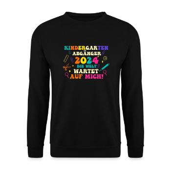 1 Grade School Child Back to School Kindergarten Kita E - Unisex Sweatshirt - black - Front - Alina (178cm) & Michal (187cm)