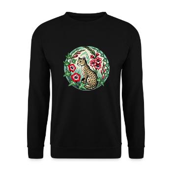 Vintage Cheetah - Unisex Sweatshirt - black - Front - Alina (178cm) & Michal (187cm)