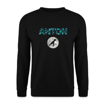ANTON - Beau prénom de garçon avec dinosaure - Sweat-shirt Unisexe - noir - Devant - Alina (178cm) & Michal (187cm)
