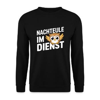 Night Owl Owl Owl Bird - Unisex Sweatshirt - black - Front - Alina (178cm) & Michal (187cm)