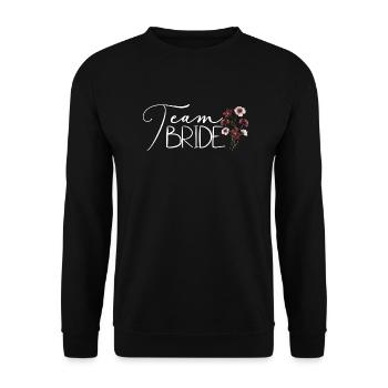 Team Braut weiß, Zukünftige, Hochzeit, JGA - Unisex Pullover - Schwarz - Vorne - Alina (178cm) & Michal (187cm)