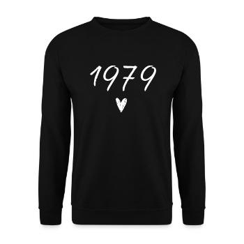 1979 Herzgeburtstag - Unisex Pullover - Schwarz - Vorne - Alina (178cm) & Michal (187cm)