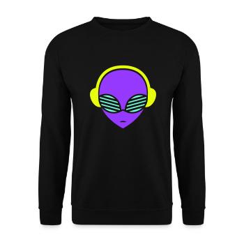 DJ Alien Kopf Musik Außerirdischer Party Gesicht - Unisex Pullover - Schwarz - Vorne - Alina (178cm) & Michal (187cm)