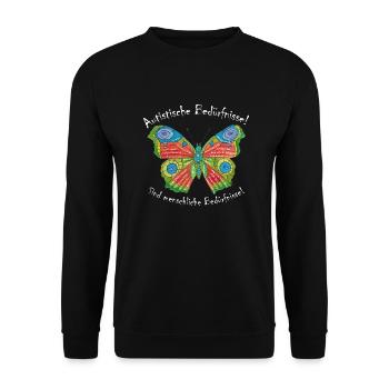 Autistische Bedürfnisse sind menschlich! - Unisex Pullover - Schwarz - Vorne - Alina (178cm) & Michal (187cm)