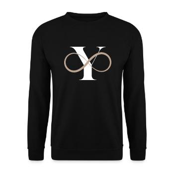 Unendlicher Buchstabe - Unisex Pullover - Schwarz - Vorne - Alina (178cm) & Michal (187cm)
