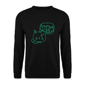 Süße Katze Comic Sprechblase Meow Miau Cartoon Fun - Unisex Pullover - Schwarz - Vorne - Alina (178cm) & Michal (187cm)