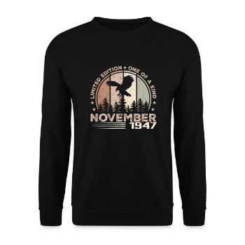 Incomparable depuis novembre 1947 77 Anniversaire - Sweat-shirt Unisexe - noir - Devant - Alina (178cm) & Michal (187cm)