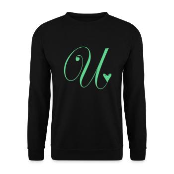Monogramm U Herz Ranke - Unisex Pullover - Schwarz - Vorne - Alina (178cm) & Michal (187cm)