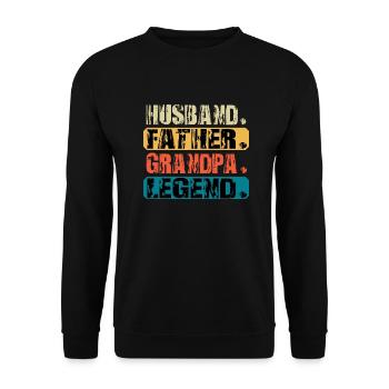 Vintage Ehemann Vater Opa LEGENDE - Unisex Pullover - Schwarz - Vorne - Alina (178cm) & Michal (187cm)