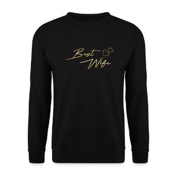 Best Wife Design gold - Unisex Sweatshirt - black - Front - Alina (178cm) & Michal (187cm)