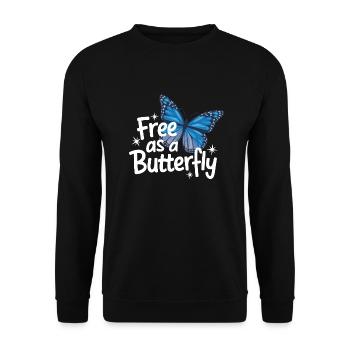 Schmetterling Monarchfalter Bunt Schmetterlinge - Unisex Pullover - Schwarz - Vorne - Alina (178cm) & Michal (187cm)