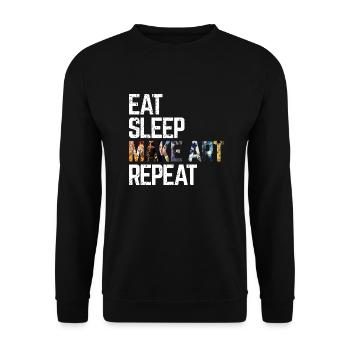 Eat Sleep Make Art Repeat Unique Artsy Gift - Unisex Sweatshirt - black - Front - Alina (178cm) & Michal (187cm)