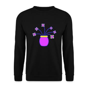 Viele Lila Blumen in Vase Dekorativ Muster Design - Unisex Pullover - Schwarz - Vorne - Alina (178cm) & Michal (187cm)