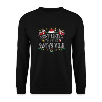 Les plus susceptibles de boire du lait du Père Noël - Sweat-shirt Unisexe - noir - Devant - Alina (178cm) & Michal (187cm)